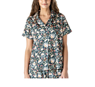 Hello Mello So Lovely Satin Pajama Top Petal to the Metal