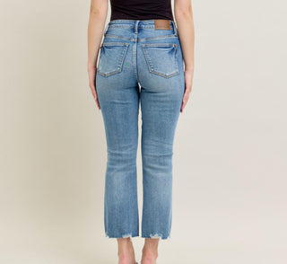 Judy Blue MR Vintage Wash Destroy Hem Kick Flare 88979