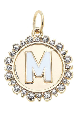 Canvas Style Charmed Rhinestone Letter Disc Charm