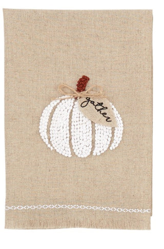 Mudpie Gather Pumpkin French Knot Towel