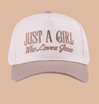 Zenana Just A Girl Who Loves Jesus Canvas Cap Ash Mocha