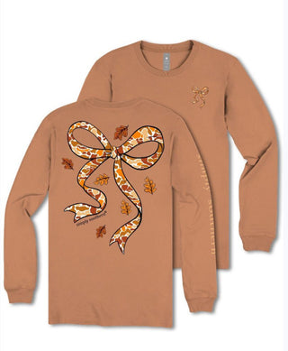 Simply Southern Long Sleeve Tee Camo Bow Chestnut