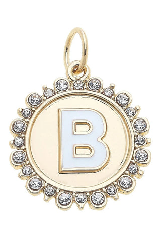 Canvas Style Charmed Rhinestone Letter Disc Charm