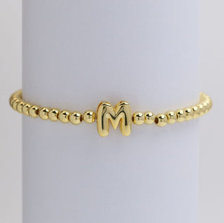 Josslyn Gold Initial Monogram Bubble Beaded Bracelet M