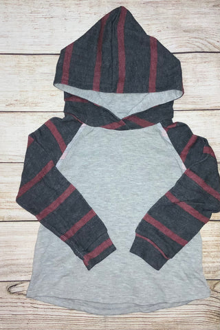 Kid’s Striped Hoodie Burgandy