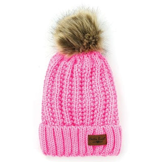 Britt's Knits Bitties Plush Lined Knit Hat w/ Fur Pom