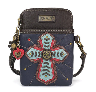 Chala Cellphone Crossbody Chevron Cross Navy 827