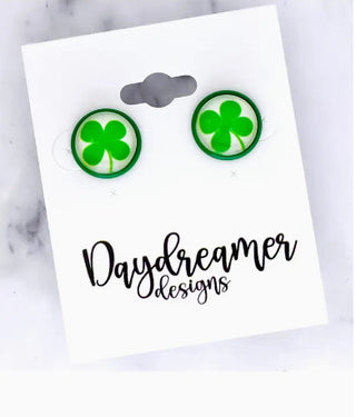 Green Clover Stud 12mm Earrings