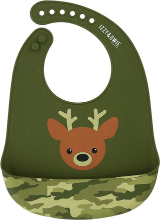 Silicone Catch All Bib Woodland Green Camo