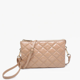 Jen & Co Riley High Gloss Quilted Crossbody Nude M013HG
