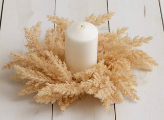 Beige Pampas Candle Ring