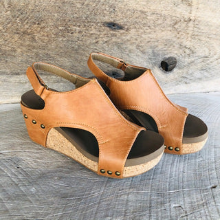 Corky's Carley Wedge in Cognac Smooth