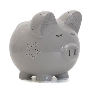 Child to Cherish Grey Night Light Piggy Bank