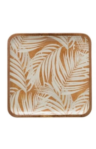 Enameled Acacia Wood Tray