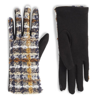 Coco & Carmen Tweed Plaid Touchscreen Gloves Black