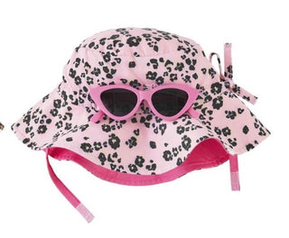 Mudpie Bucket Hat & Sunglasses Pink Leopard