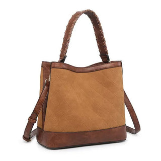 Jen & Co Maude Quilted Satchel Brown M2087