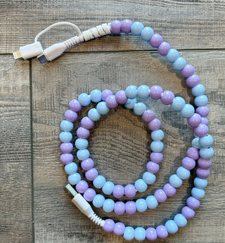 Jillian Ink Purple & Blue Beaded Phone Charger with Lightning & USB-C