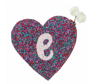 Jane Marie Teal & Red Multi Bead Zipper Coin Purse "E"