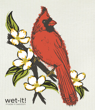 Wet It! Northern Red Cardinal Swedish Dishcloth