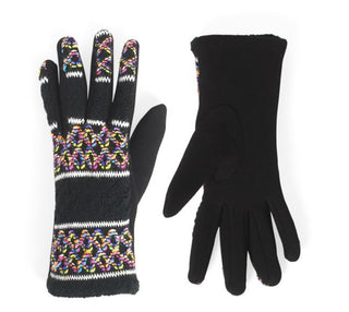 Coco + Carmen  Splash Zig Zag Touchscreen Gloves - Black 2136393