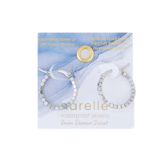 Howard's Narelle Waterproof Square Beaded Hoop Earrings Silver