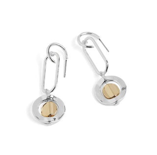 Whispers Oval Link Dangle Earrings Mixed Metal WN004638