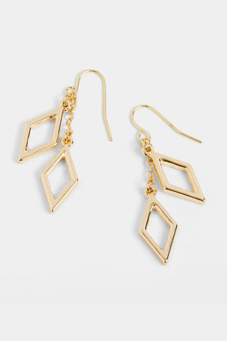 Whispers Double Diamond Chain Drop Earrings Gold WN004788