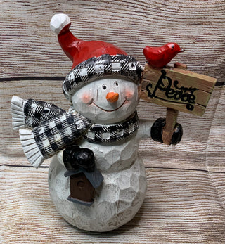 Resin Snowman Figurine w/Sign