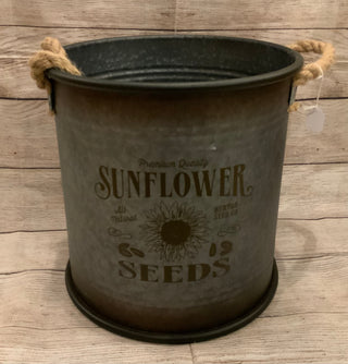 Sunflower Seeds Galvanized Bucket/Planter