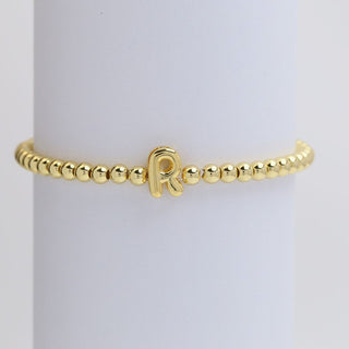 Josslyn Gold Initial Monogram Bubble Beaded Bracelet R
