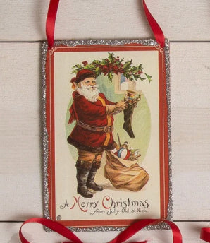 Vintage Santa Postcard Ornament Style 1