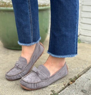 Corky's Driving Miss Daisy Loafers Grey Faux Suede