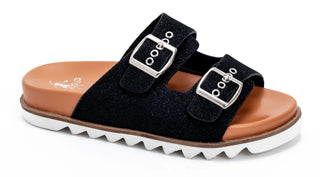 Corkys Dash Black Shimmer Sandals
