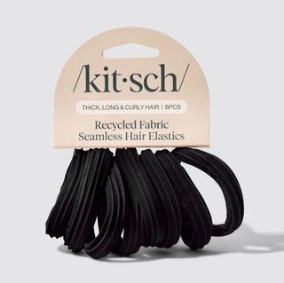 Kitsch Seamless Elastic Hair Ties 8pc Set Black