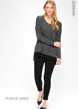 Curvy Nylon Spandex Fleece Lined Leggings by Charlie Paige
