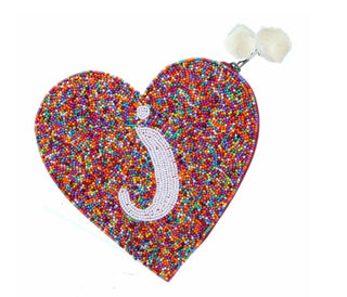 Jane Marie Muti Rainbow Bead Zipper Coin Purse "J"