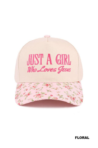 Zenana Just A Girl Who Loves Jesus Canvas Cap Floral