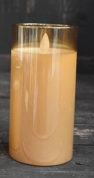Amber Glass Battery Candle 3x6