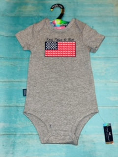 Simply Southern Red Paws and Blue Onesie 6-12M