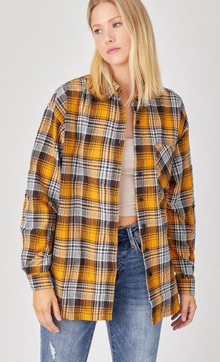Risen Buffalo Plaid Oversized Shirt Yellow