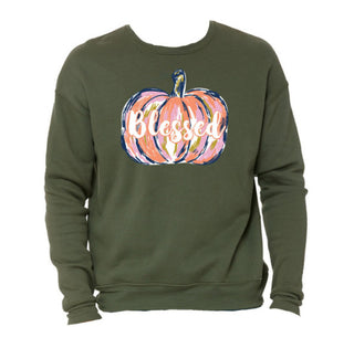 Jane Marie Blessed Pumpkin Crewneck Military Green
