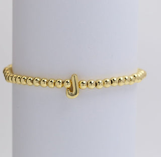Josslyn Gold Initial Monogram Bubble Beaded Bracelet J