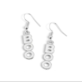 Whispers Halloween Enamel Dangle Earrings Silver Boo WN004687