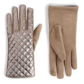 Coco & Carmen Quilted Metallic Puffer Touchscreen Gloves Champagne