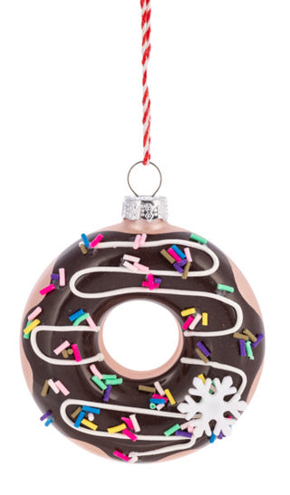 Glass Donut Ornament Chocolate