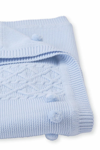 Mudpie Baby Blue Cable Knit Blanket