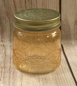 Colorful Floral Design Glass Jar w/Lid