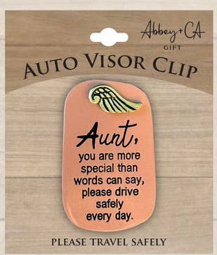 Drive Safely Visor Clip Aunt
