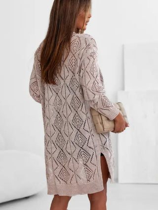 Lovesoft Hallow Out Knit Cardigan Sweater Khaki